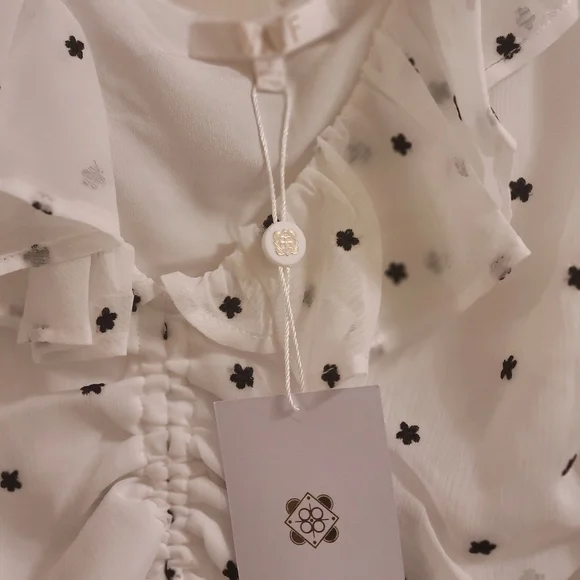 Nwt WAYF Liz Ruched Ruffle Neck Women's Blouse Size S NWT - Picture 10 of 12